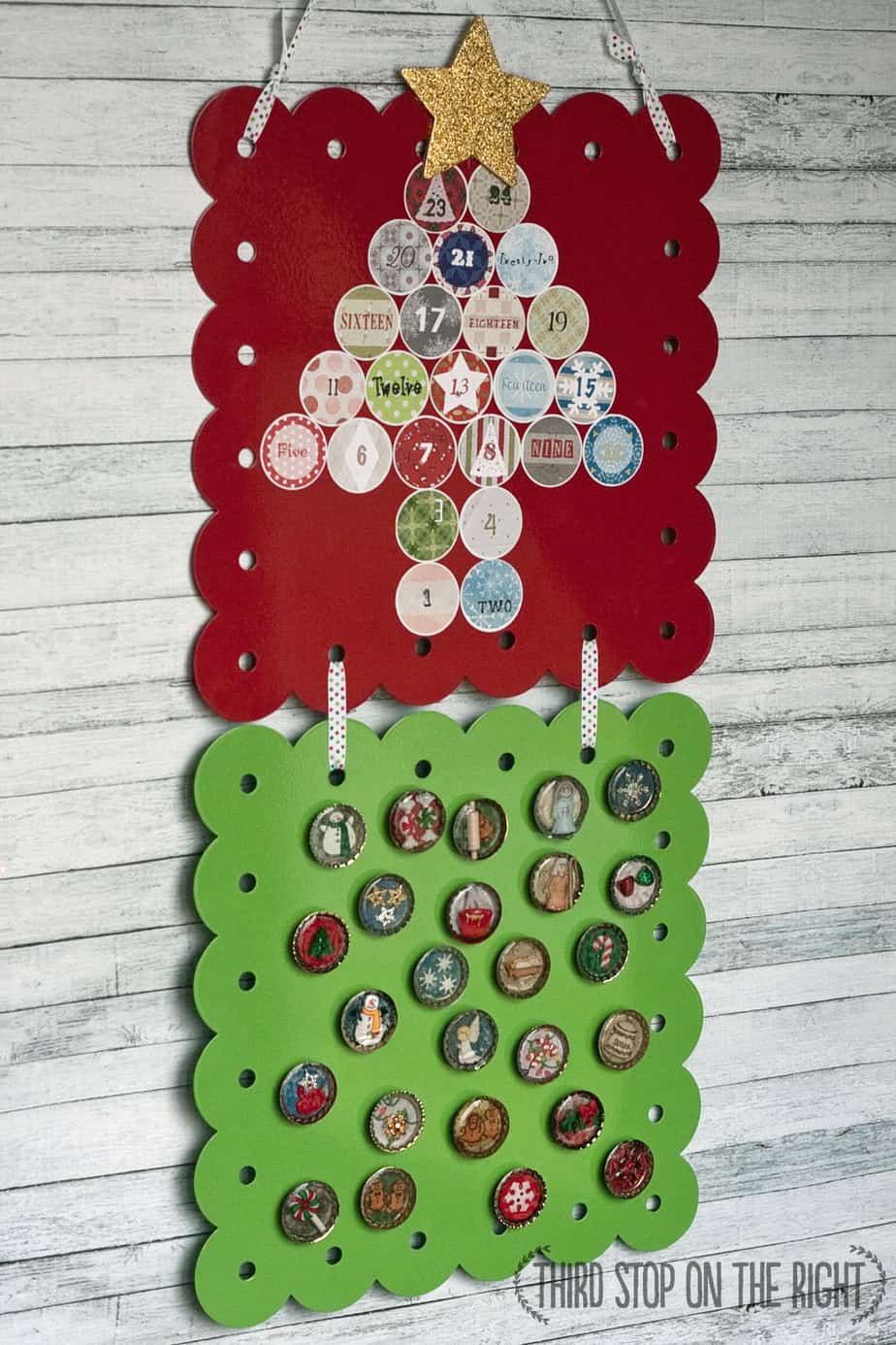 Magnetic Bottle Cap Christmas Advent Calendar - Third Stop on the Right